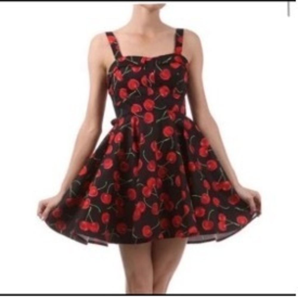 Ixia Cherry Pin Up Dress Red‎ and Black Sz Medium